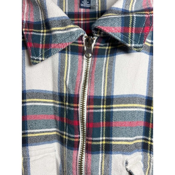 Chaps Shirt Men 1X Plaid Long Sleeve Full Zip Chest Pockets Casual Red White - Picture 5 of 9